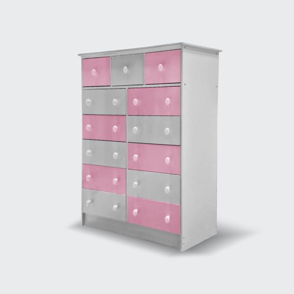 Cómoda de 13 cajones Rosado blanco - Imagen 2
