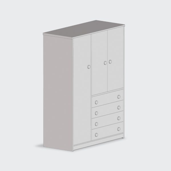 Closet de 3 puertas y 4 cajones personalizable