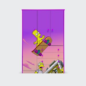 Closet de 3 puertas y 4 cajones Bart-Simpson-naked-skateboarding