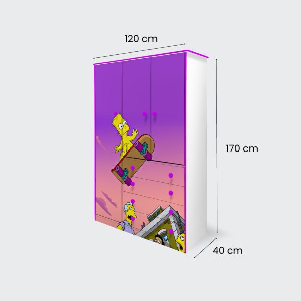 Closet de 3 puertas y 4 cajones Bart-Simpson-naked-skateboarding - Imagen 2