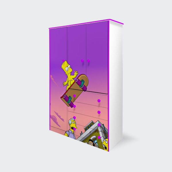 Closet de 3 puertas y 4 cajones Bart-Simpson-naked-skateboarding - Imagen 3