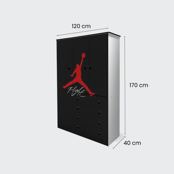 Closet de 3 puertas y 4 cajones Jordan Flight negro - Imagen 3