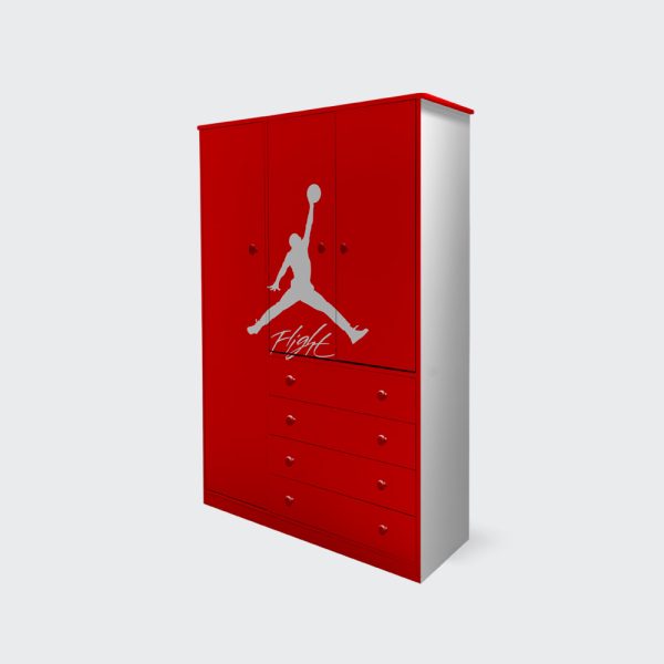 Closet de 3 puertas y 4 cajones Jordan Flight Rojo - Imagen 2