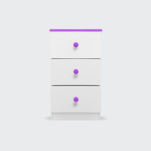 Velador 3 cajones blanco morado