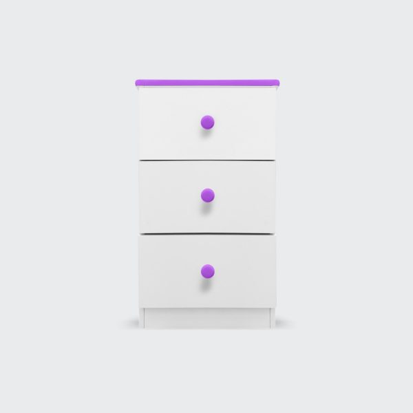 Velador 3 cajones blanco morado