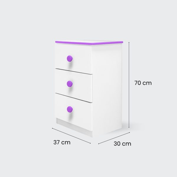 Velador 3 cajones blanco morado - Imagen 3