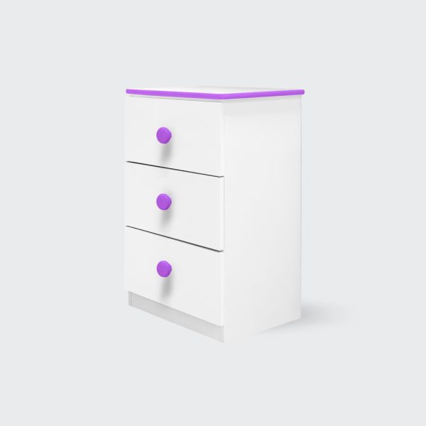 Velador 3 cajones blanco morado - Imagen 2