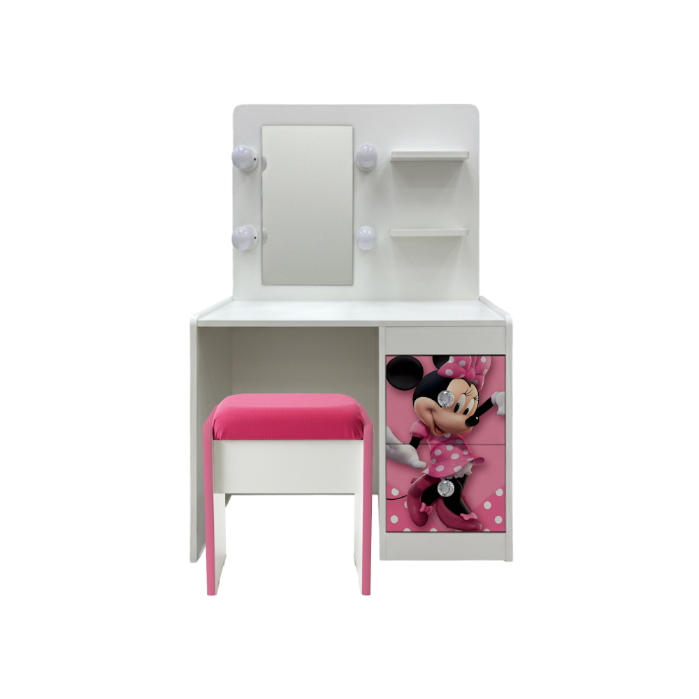 Tocador Infantil Hollywood Minnie 3D Fondo Puntos fucsia