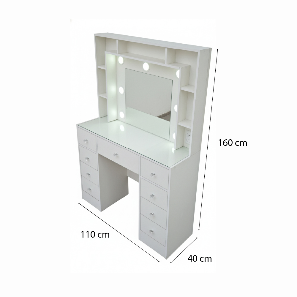 Tocador Hollywood repisero luz empotrada 9 cajones - Imagen 7