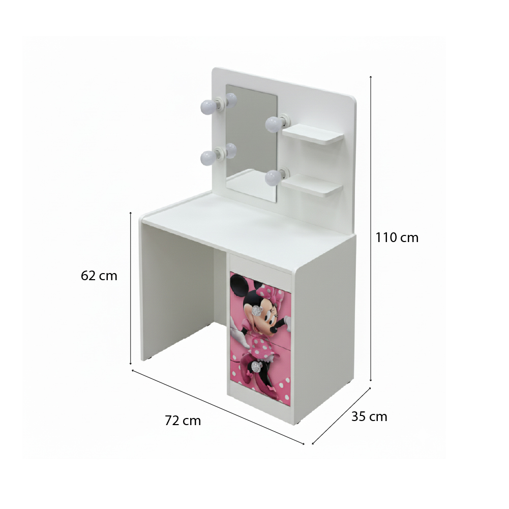 Tocador Infantil Hollywood Minnie 3D Fondo Puntos fucsia - Imagen 4