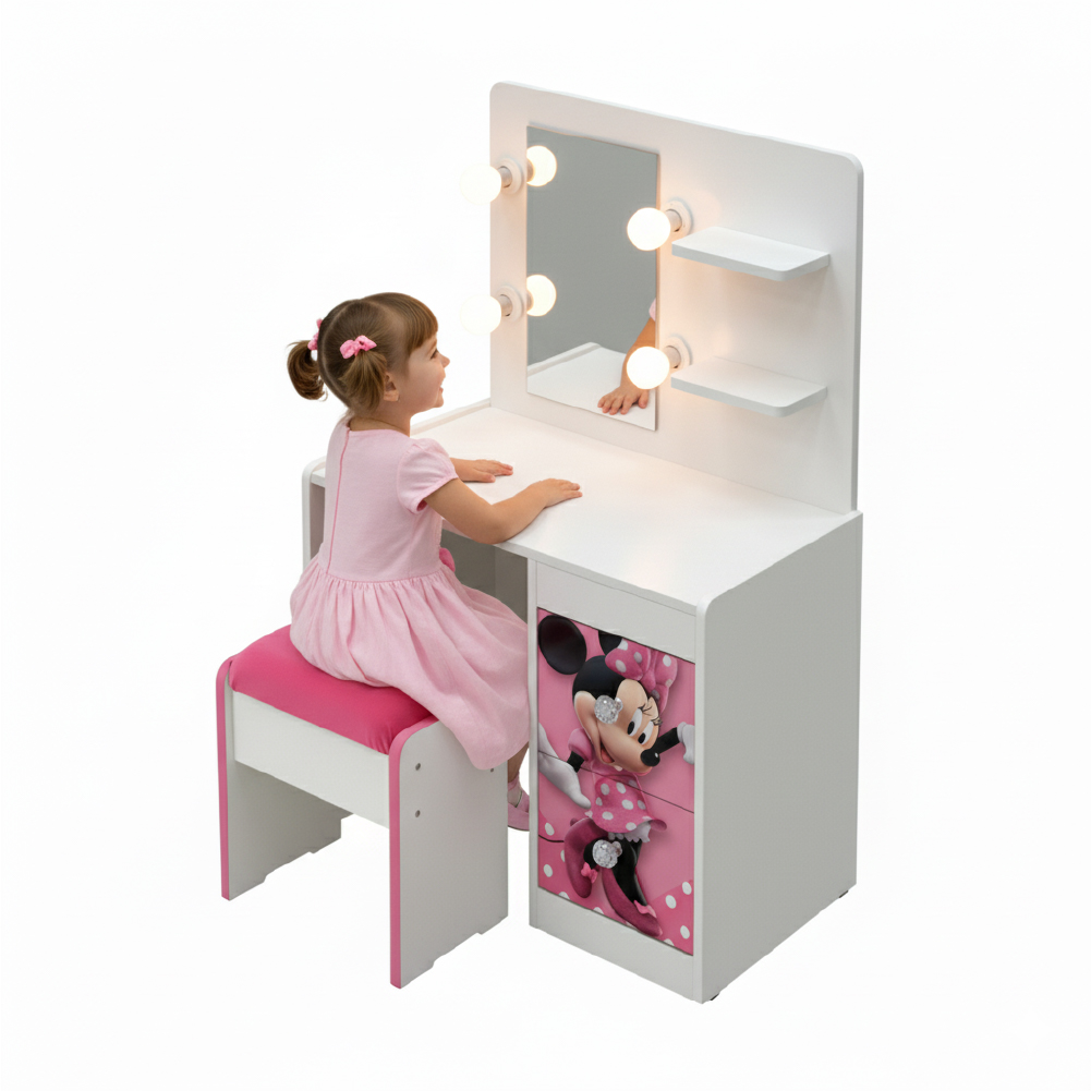 Tocador Infantil Hollywood Minnie 3D Fondo Puntos fucsia - Imagen 2