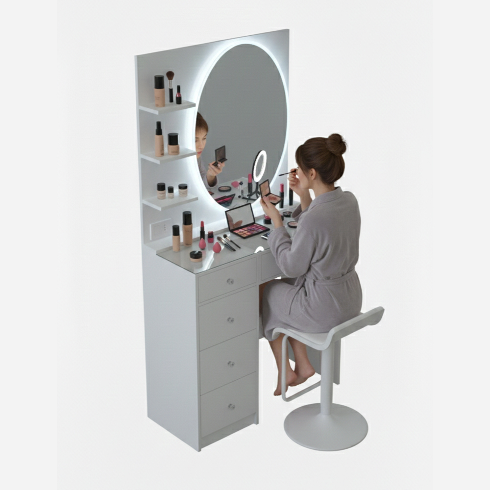 Tocador Espejo Led Ovalado 5 Cajones - Imagen 4