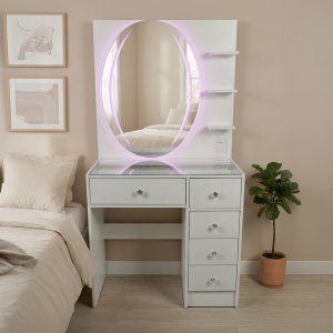 Tocador mediano 5 cajones espejo led 3 colores